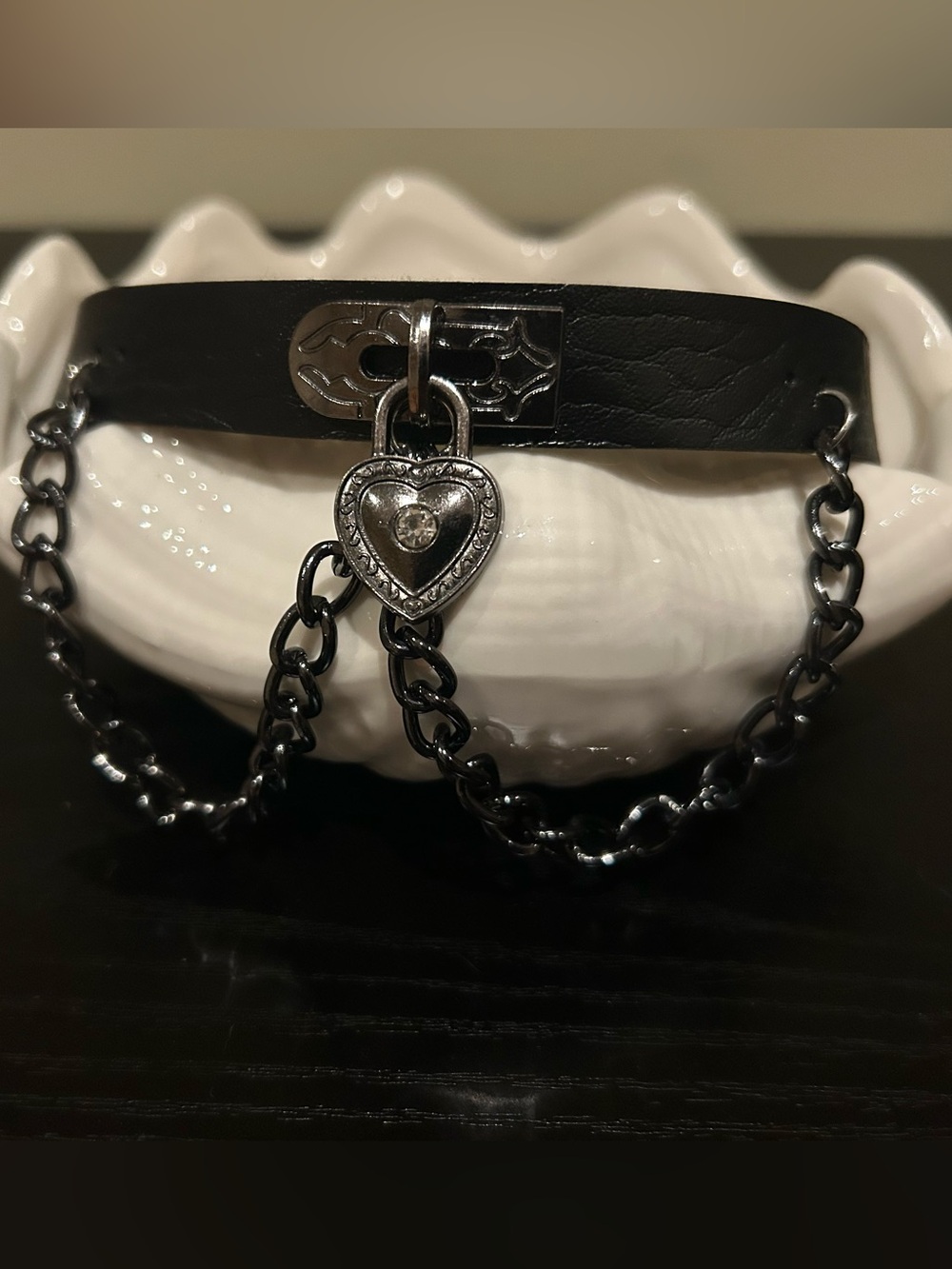 Black Heart Lock Choker Necklace